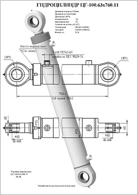 Гидроцилиндр ЦГ-100.63х760.11