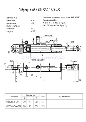 Гидроцилиндр КГЦ 585-01.63-36-800