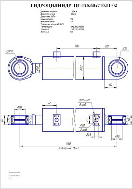 Гидроцилиндр ЦГ-125.60х710.11-02