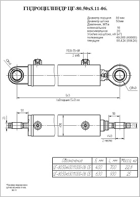 Гидроцилиндр ЦГ-80.50х630.11.000-06 СБ
