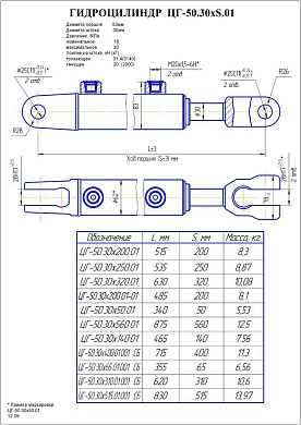 Гидроцилиндр ЦГ-50-30х50.01