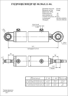 Гидроцилиндр ЦГ-80.50х400.11.000-06 СБ