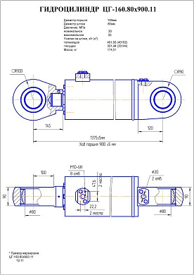 Гидроцилиндр ЦГ-160.80х900.11