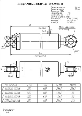 Гидроцилиндр ЦГ-100.50х200.11.001СБ