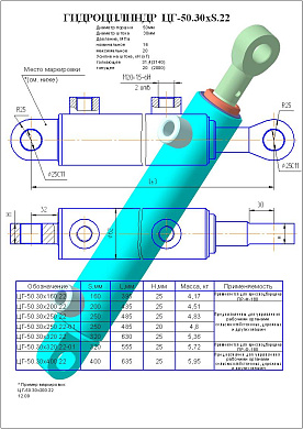 Гидроцилиндр ЦГ-50.30х160.22