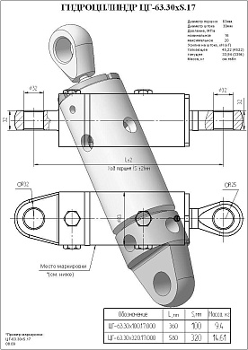Гидроцилиндр ЦГ-63.30х100.17.000