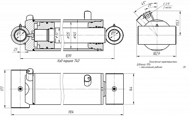 Гидроцилиндр ЦГ-125.70х740.22