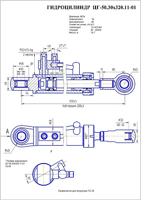 Гидроцилиндр ЦГ-50.30х320.11-01