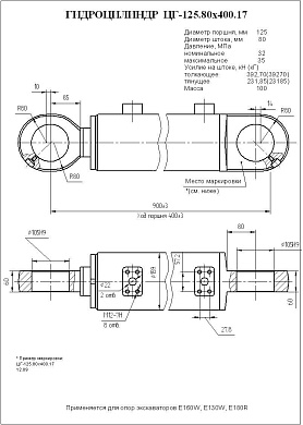 Гидроцилиндр ЦГ-125.80х400.17