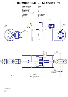 Гидроцилиндр ЦГ-125.60х710.11-03