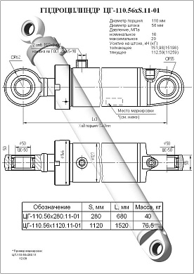 Гидроцилиндр ЦГ-110.56х1120.11-01