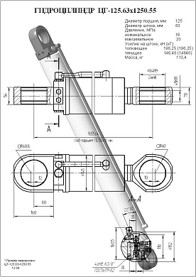 Гидроцилиндр ЦГ-125.63х1250.55