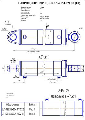 Гидроцилиндр ЦГ-125.56х554.970.22(01)