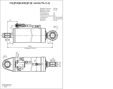 Гидроцилиндр ЦГ-160.80х750.11-01