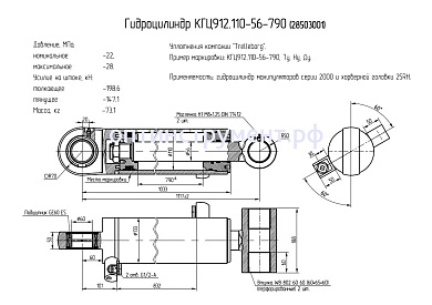 Гидроцилиндр манипуляторов и хорверной головки КГЦ 912.110-56-790