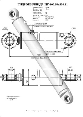 Гидроцилиндр ЦГ-100.50х800.11