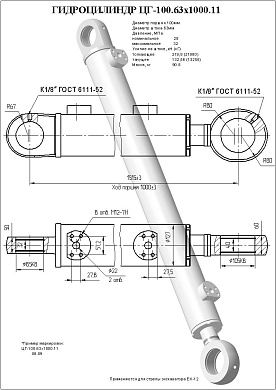 Гидроцилиндр ЦГ-100.63х1000.11