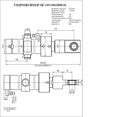 Гидроцилиндр ЦГ-125.100х5000.31