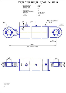 Гидроцилиндр ЦГ-125.56х450.11