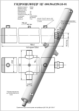 Гидроцилиндр ЦГ-100.50х1250.33-01