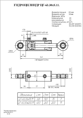 Гидроцилиндр ЦГ-63.30х75.11