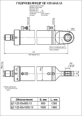 Гидроцилиндр ЦГ-125.63х800.13