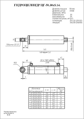 Гидроцилиндр ЦГ-50.30х250.14